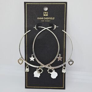 Anna Sheffield Target 925 Sterling Silver Charm Hoop Earrings NWT NEW RARE